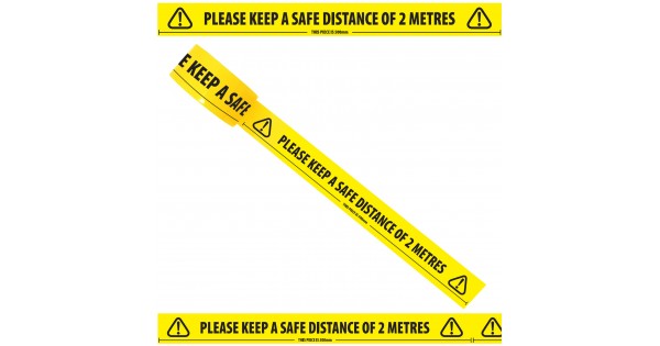 33m/Roll Keep 2 Metre Distance Warning Tape Floor Marking Social Distancing Long