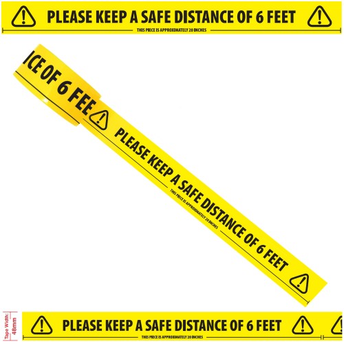 PLEASE KEEP A SAFE DISTANCE OF 6 FEET - Floor Marking Tape (2" / 48mm x 33m)