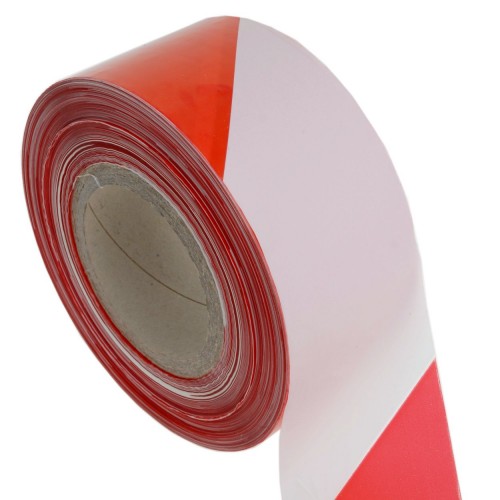 Red/White Polythene Barrier Tape 25 micron in stock !