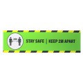 Stay Safe Keep 2M Apart (Green) - Premium Social Distancing Floor Marking Signs/Stickers (14" x 4" / 350mm x 100mm)