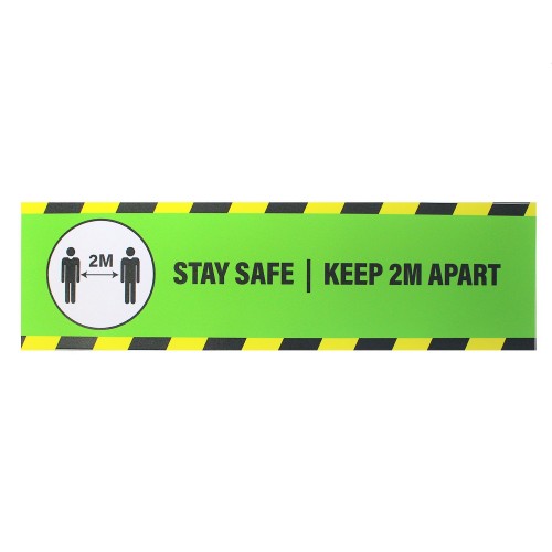 Stay Safe Keep 2M Apart (Green) - Premium Social Distancing Floor Marking Signs/Stickers (14" x 4" / 350mm x 100mm)