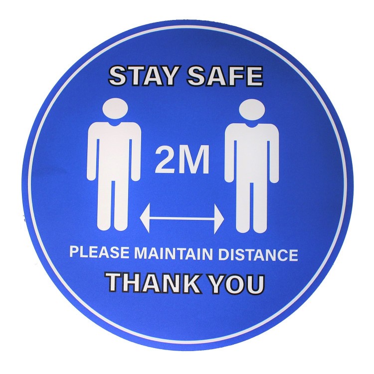 PLEASE KEEP A SAFE DISTANCE 2M sign or sticker queue shop cafe social distance 