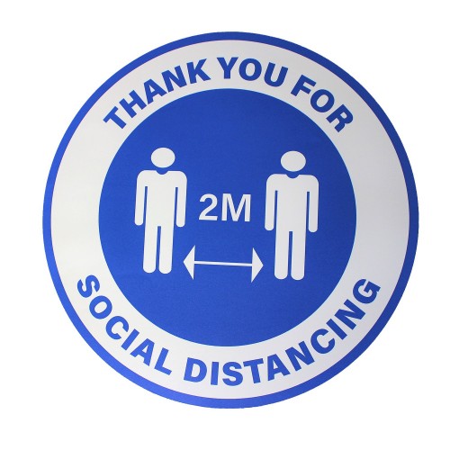 Thank You For Social Distancing 2M - Premium Social Distancing Floor Marking Signs/Stickers (12" / 300mm)