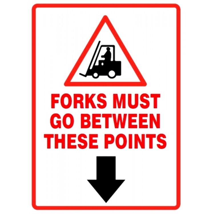 FORKS MUST GO BETWEEN THESE POINTS Parcel Labels