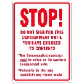 STOP, DO NOT SIGN UNLESS... - Parcel Labels