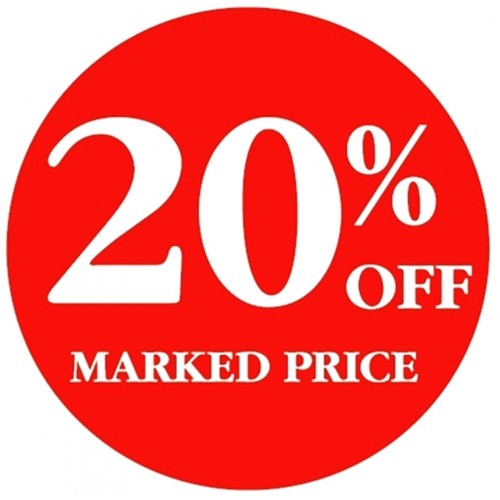 20% OFF MARKED PRICE - Retail Promotion Labels