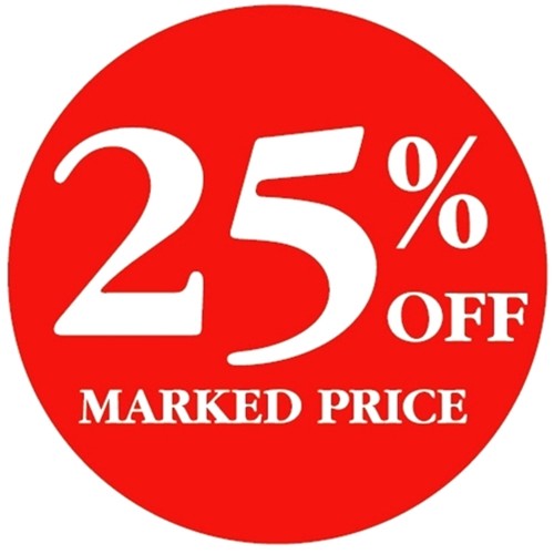 25% OFF MARKED PRICE - Retail Promotion Labels