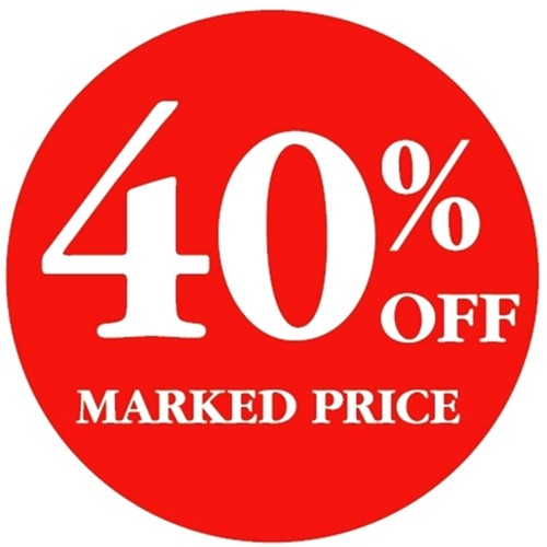 40% OFF MARKED PRICE - Retail Promotion Labels