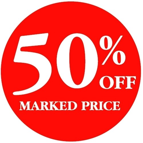 50% OFF MARKED PRICE - Retail Promotion Labels