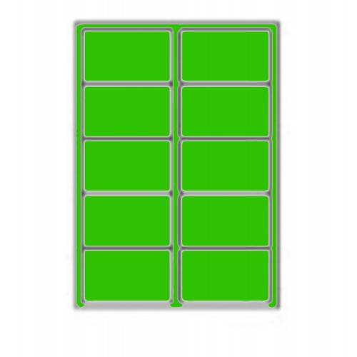 99.1 x 57.3mm (10/Sheet) - Green A4 Sheet Labels (100 Sheets)