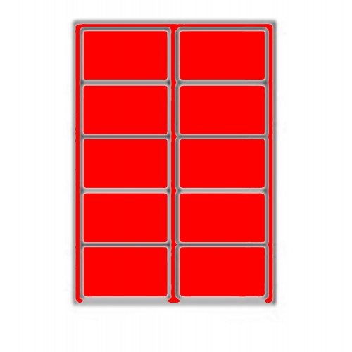 99.1 x 57.3mm (10/Sheet) - Red A4 Sheet Labels (100 Sheets)