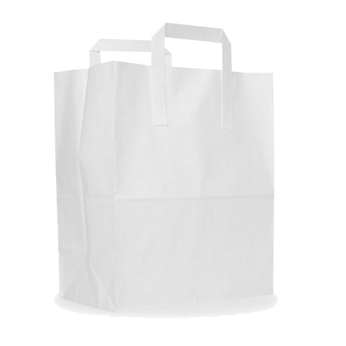 White Paper Carrier Bags (8.5"x13"x10" / 216x330x254mm)