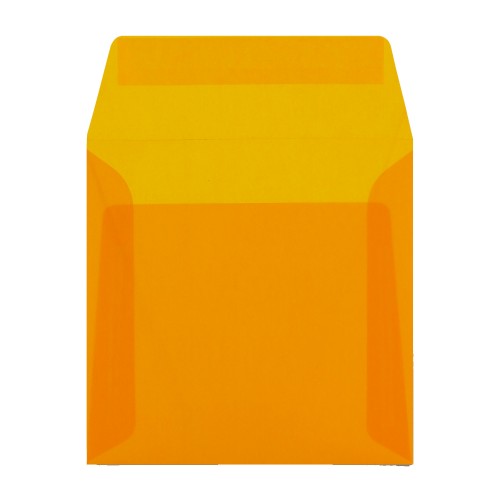 160x160mm Orange Translucent Peel and Seal Envelopes - Qty 10