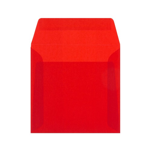 160x160mm Red Translucent Peel and Seal Envelopes - Qty 10