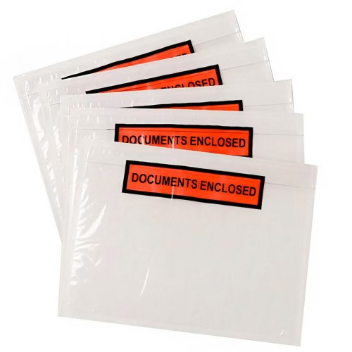 DOCUMENTS ENCLOSED A5 Self-Adhesive Parcel Wallets - Plastic Envelopes, Qty 1000
