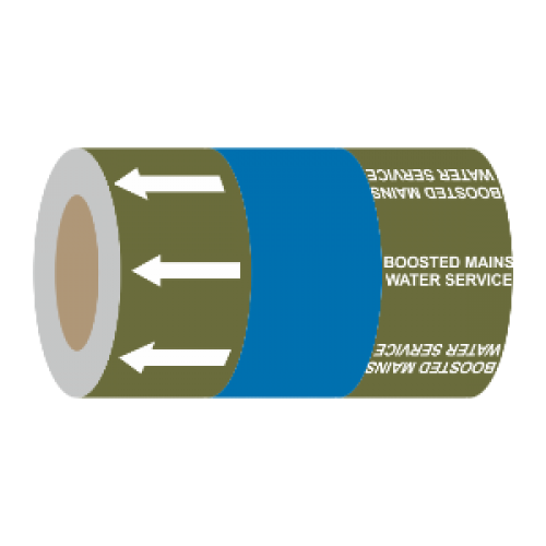 Boosted Mains Water Service (Arrows) - 275mm Banded Pipe Identification (ID) Tape