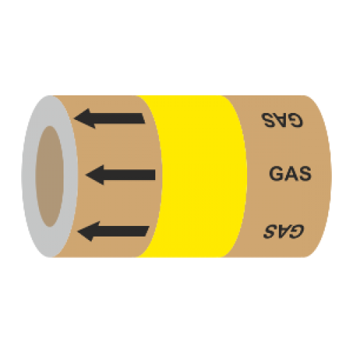 Gas (Arrows) - 275mm Banded Pipe Identification (ID) Tape