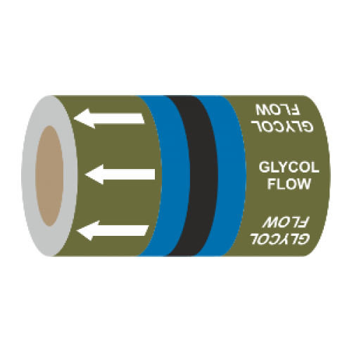 Glycol Flow (Arrows) - 275mm Banded Pipe Identification (ID) Tape