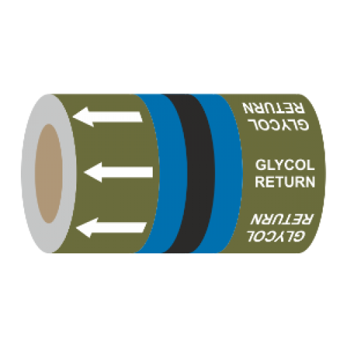 Glycol Return (Arrows) - 275mm Banded Pipe Identification (ID) Tape