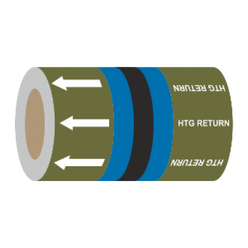 Heating Water Return (Arrows) - 275mm Banded Pipe Identification (ID) Tape