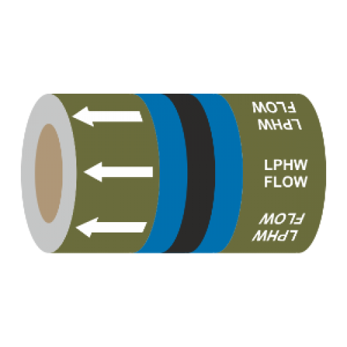 Low Pressure Hot Water Flow (Arrows) - 275mm Banded Pipe Identification (ID) Tape