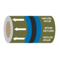 Medium Temp Hot Water Return (Arrows) - 275mm Banded Pipe Identification (ID) Tape