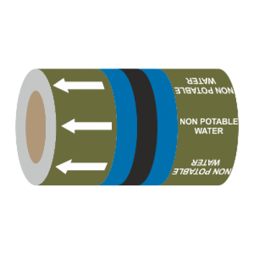 Non Potable Water (Arrows) - 275mm Banded Pipe Identification (ID) Tape