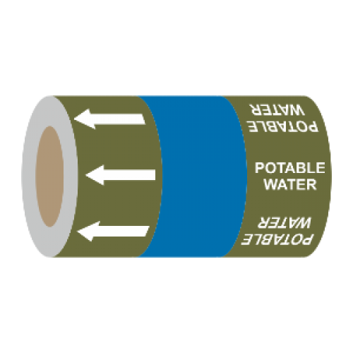 Potable Water (Arrows) - 275mm Banded Pipe Identification (ID) Tape