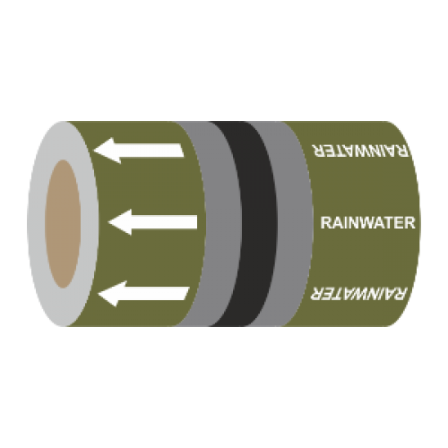Rainwater (Arrows) - 275mm Banded Pipe Identification (ID) Tape