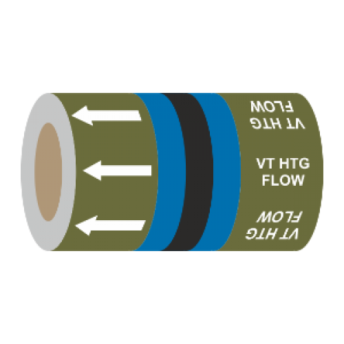 Variable Temp Heating Flow (Arrows) - 275mm Banded Pipe Identification (ID) Tape