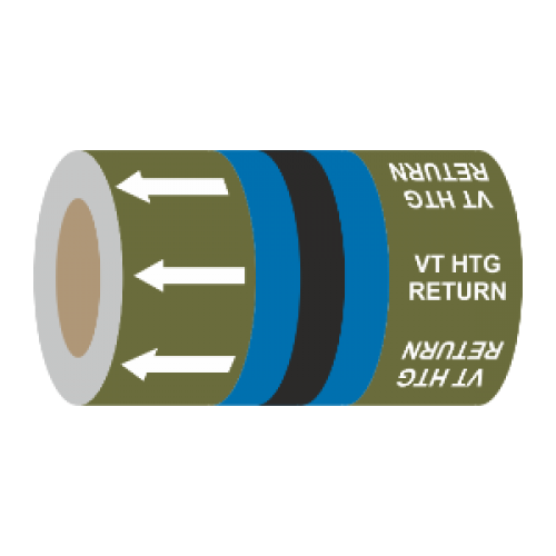 Variable Temp Heating Return (Arrows) - 275mm Banded Pipe Identification (ID) Tape