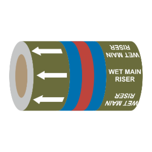 Wet Main Riser (Arrows) - 275mm Banded Pipe Identification (ID) Tape