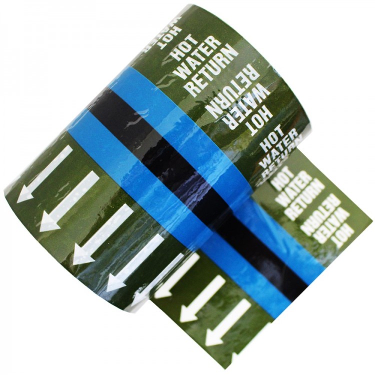 HOT WATER RETURN BS17102014 Banded Pipe ID Tape