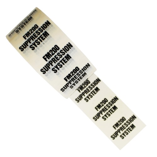 FM200 SUPPRESSION SYSTEM - White Printed Pipe Identification (ID) Tape