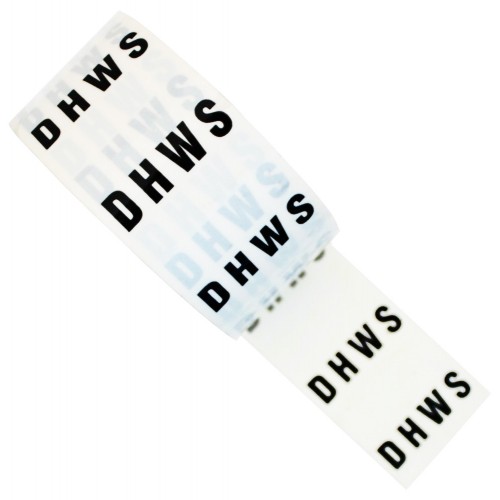 D H W S (DHWS) - White Printed Pipe Identification (ID) Tape