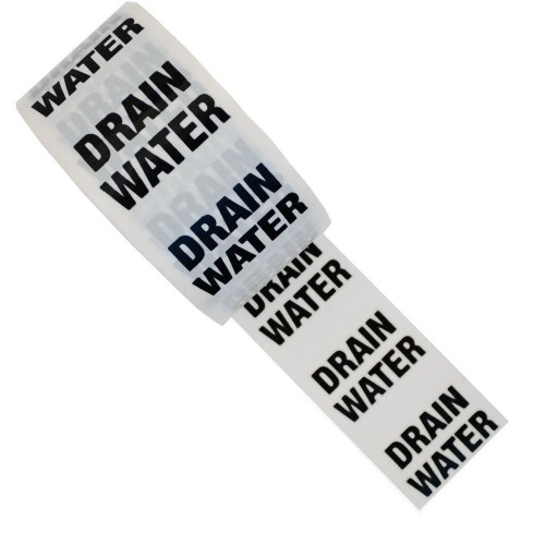 DRAIN WATER - White Printed Pipe Identification (ID) Tape