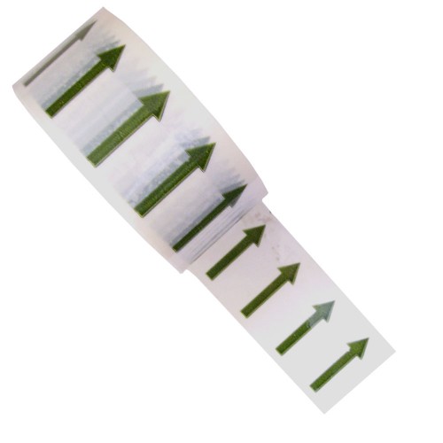 Arrows (Green on white) - White Printed Pipe Identification (ID) Tape