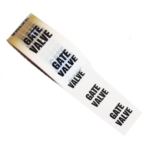 GATE VALVE - White Printed Pipe Identification (ID) Tape