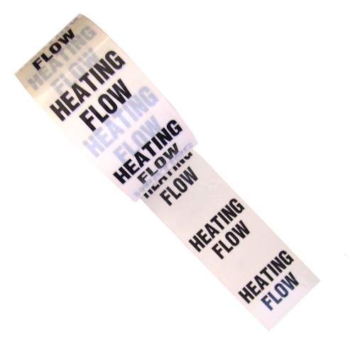 HEATING FLOW - White Printed Pipe Identification (ID) Tape
