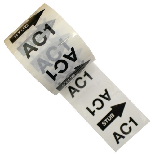 AC1 STUB (Arrows) (96mm) - White Printed Pipe Identification (ID) Tape