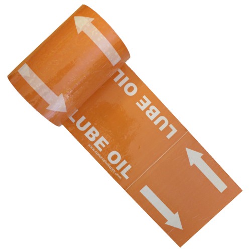 LUBE OIL (Arrows) - Indoor Colour Printed Pipe Identification (ID) Tape 