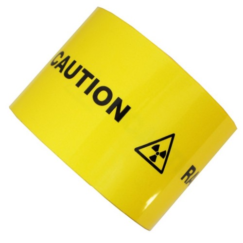 CAUTION (Radioactive Symbol) RADIOACTIVE - 75mm  All Weather Pipe Identification (ID) Tape