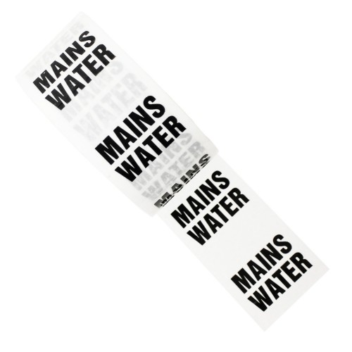 MAINS WATER - White Printed Pipe Identification (ID) Tape