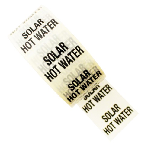 SOLAR HOT WATER - White Printed Pipe Identification (ID) Tape