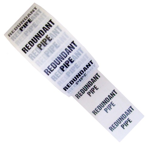 REDUNDANT PIPE - White Printed Pipe Identification (ID) Tape