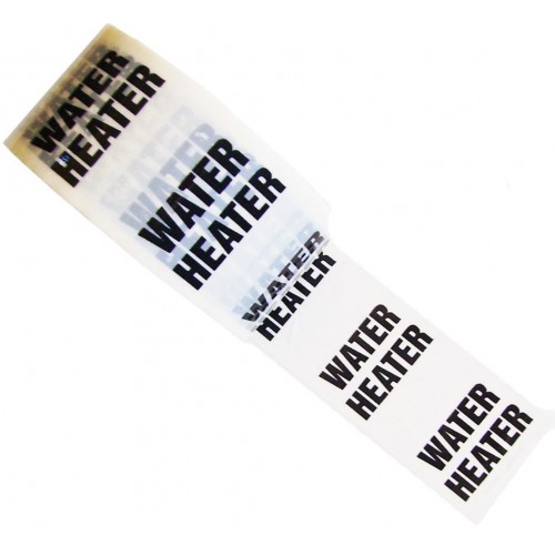 WATER HEATER - White Printed Pipe Identification (ID) Tape