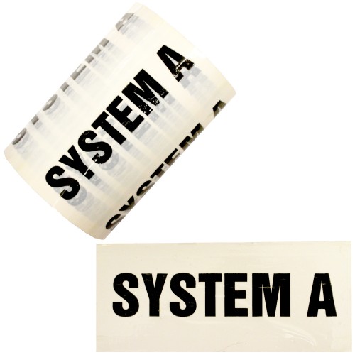 SYSTEM A - White Printed Pipe Identification (ID) Labels SYSTEM A - White Printed Pipe Identification (ID) Labels