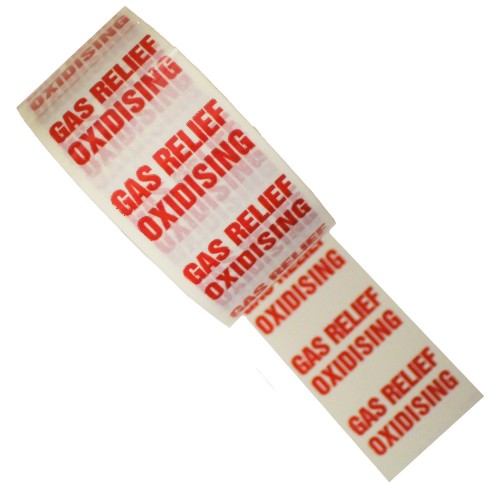 GAS RELIEF OXIDISING - White Printed Pipe Identification (ID) Tape