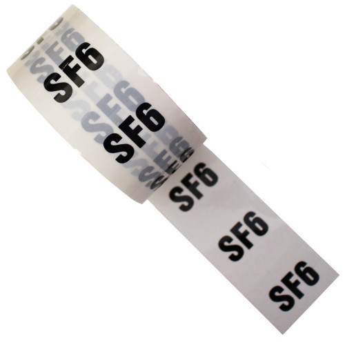 SF6 - White Printed Pipe Identification (ID) Tape