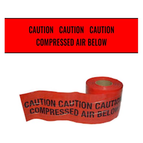 COMPRESSED AIR BELOW (Red) - Premium Detectable Underground Warning Tape